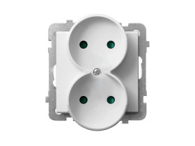 SONATA Gniazdo podwójne bez uziemienia IP20 z przesłonami biały GP-2RRP/m/00 OSPEL