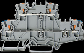 2202-2702 Double decker terminal block, with push button, N/L, blue printe