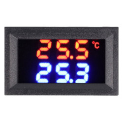 Cyfrowy woltomierz i termometr LED 4-30V DC z sondą 1m czerwono-niebieski