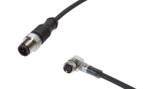 Złącze do samokonfekcjonowania M8 kątowe żeńskie 3-pinowe M12 męskie proste 3-pinowe 3x0.34mm² PUR IP67 wyświetlacz LED VK200F82