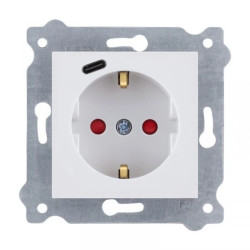 Gniazdo z uziemieniem Schuko 2P+E + USB Typ C Biały 274/01 EXEN