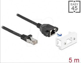 87123 Network extension cable, Easy 45, S/FTP, Cat.6a, 5 m, black