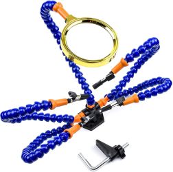 Uchwyt Trzecia Ręka Do Lutowania 4-ramienny z lupą i klipsem imadełkiem do blatu