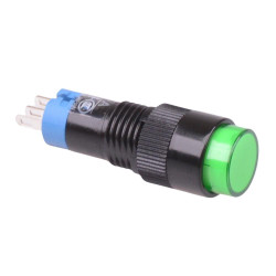 AB1M-A1LG Green 10mm Latching Round Push Button Switch IP40 SPDT