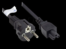 P0005-S050 power cord type E+F CEE 7/7 to C5 , black, 0,75 mm², 5 m