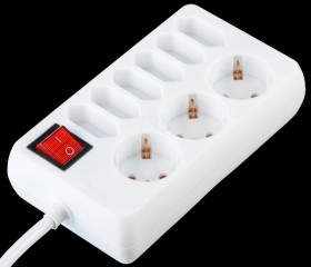 Power strip, 3+6 outlets, white with switch