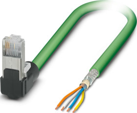 Patch cable, RJ45 plug, angled to open end, Cat 5, SF/TQ, PVC, 0.3 m, green, 1113308