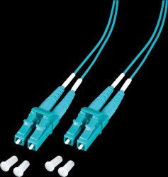 O0312.0,5-1.2 Duplex Jumper LC-LC, 50/125µ, OM3, aqua, 0,5m