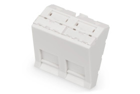 Adapter kątowy M45 2x Keystone, 45x45mm p/kurz biały DN-93802-7-SH