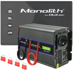 Qoltec Przetwornica napięcia Monolith 2000 MS Wave 12V na 230V 1000/2000W USB