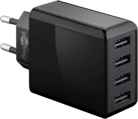 Czteroportowa ładowarka USB (30 W) czarna, 44953
