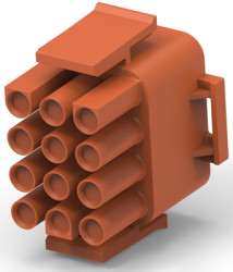Plug housing, 12 pole, pitch 6.35 mm, straight, brown, 1-350735-1