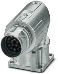 Surface mount socket, M17, 17 pole, crimp connection, standard/ONECLICK quick locking system, angled, 1628522