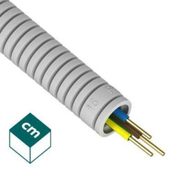 Rura karbowana RKGL 16-50 + przewód H07V-U 3×1.5 mm² szara peszel PVC-U fi 16/11 320 N RURAKS 50mb