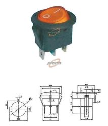 PRZEŁĄCZNIK KOŁYSKOWY 2POZYCJE 3PINY 16A/12V ŻÓŁTY PODŚW.MKO