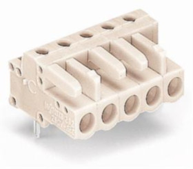 Socket header, 2 pole, pitch 5 mm, angled, light gray, 722-232