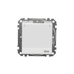 Gniazdo zasilające 2P+PE z przesł. torów pr, zaciski bezgw IP44, białe, Sedna Design i Elements SDD211014