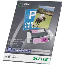 Leitz 7491 Laminate Sheets A3 250 micron glossy 25 pcs