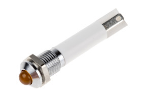 Lampka kontrolna do montażu panelowego 24V dc Pomarańczowy 8mm LED Chrom Faston, oczko lutownicze RS PRO