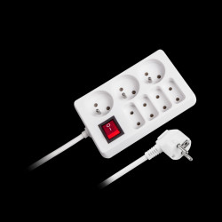 Przedłużacz sieciowy Rebel 7 gniazd z przełącznikiem, 3m