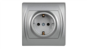 Logo Gniazdo Pojedyncze Z/U Schuko Srebrny Metalik 7Lgp-1Sp
