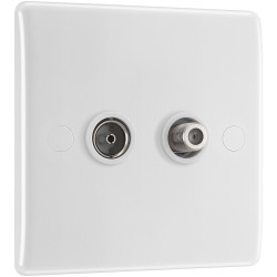 BG 865 White Nexus Moulded Single Socket TV Or FM Co-Axial Aerial &amp; Satellite