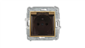 Mini Gniazdo Bryzgoszczelne Z/U Ip44 Z Przesłonami Klapka Dymna Złote...