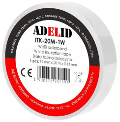 Taśma izolacyjna 20m PVC biała wodoodporna 19mm 1SZT.