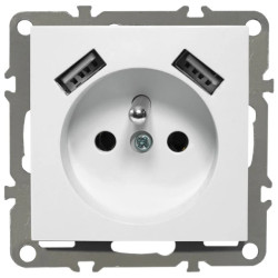 QUADRA Gniazdo z/u +2x USB 2.1A białe
