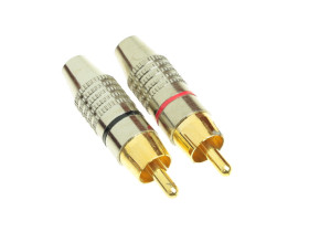 Wtyk RCA CHINCH -złoty metal czarne/czerwony 6mm (2szt)