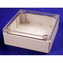 Hammond 1554R2GYCL Watertight PC Enclosure Clear Lid 160 x 160 x 60mm Grey