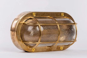 Oprawa mosiężna OVAL 44, E27, 60W, klosz przeźroczysty-szkło, IP64, siatka mosiężna A44