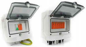 Rozdzielnica PV 1000V DC-AC 2 stringi B25 1-FAZ fotowoltaika. Rozdzielnica ETI 1x8 wyposażona