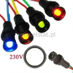 Kontrolka LED 5mm, 230VAC + przew. biała