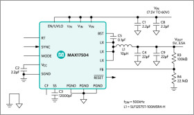 4.5V–60V, 3.5A, High-Efficiency, Synchronous Step-Down DC-DC Converter with Internal Compensation