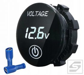 Woltomierz LED 5-48VDC;biały; ON/OFF;dotykowy;29mm;procentowy;