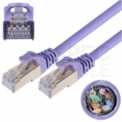Patchcord S/FTP kat.8 PiMF kabel sieciowy LAN 2x RJ45 linka bezhalogenowy LSOH fioletowy 5m NEKU