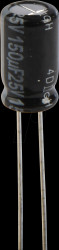 EEUFR1E151 Electrolytic capacitor, radial, 150 µF, 25 V, 105°C, low ESR