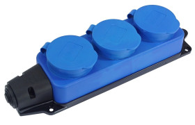 Listwa /rozgałęźnik/ do przedłużacza 3‑gniazda z/u gumowe IP44 niebieska AEI602233-L-B