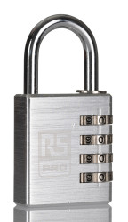 Kłódka szyfrowa średnica szekli: 6mm RS PRO Kłódka szyfrowa W budynkach, na zewnątrz aluminiowa Srebrny