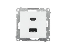 SIMON 55 Ładowarka USB typu C+A Quick Charge 5/9/12V 3.1 A 5V DC 230V biały mat TEC2CA.01/111 KONTAKT SIMON