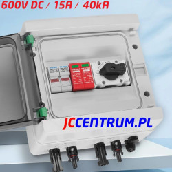 Rozdzielnica PV 1 String 600V DC / 15A / 40kA / IP65 ( 1 IN / 1 OUT )
