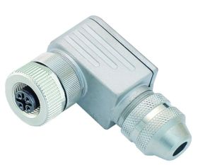 RKCWS 4/9, M12, 4 styki, złącze żeńskie (gniazdo) kątowe, dławik (4-9mm), metalowe, ekranowane, LUMBERG, 104438, RKCWS49, ZM12F4