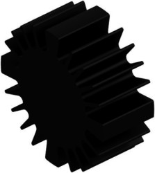 LED heatsink, (L x Ø) 25 x 60 mm, 2.2 to 1.2 K/W, black anodized, 10021449