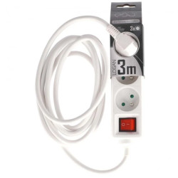 Przedłużacz domowy przenośny LOGAN White 3 - krotny z uziemieniem 3m z włącznikiem EDO777561 EDO