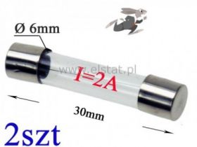 2A bezpiecznik szklany szybki; 6x30mm