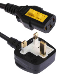 Przewód zasilania złącze A: IEC C13, złącze B: Wtyk brytyjski typu G 2m 10 A 250 V Czarny