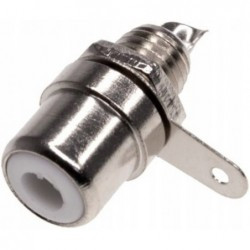 Gniazdo RCA cinch białe przykręcane lutowane 6mm