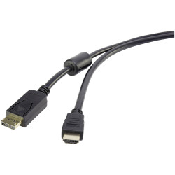 Renkforce RF-3301446 DisplayPort/HDMI Adapter cable Black 3.00 m Gold-plated