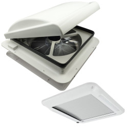 Okno dachowe 340mm 14" 12V Białe wentylator + zasłona